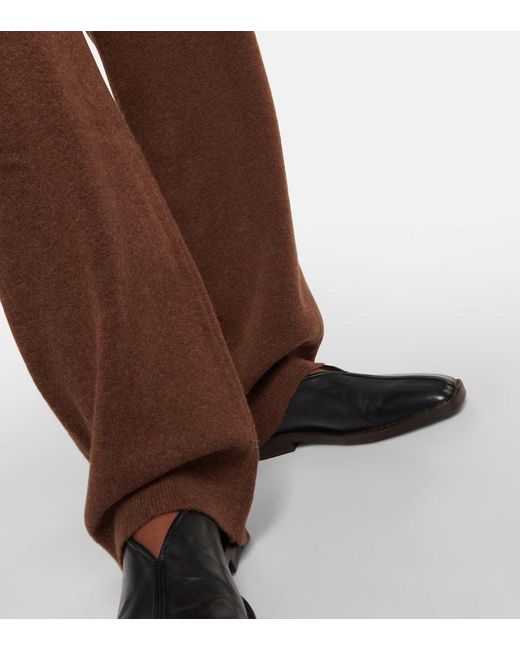 Pantaloni regular in lana a vita alta di Lemaire in Brown