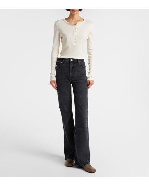 FRAME Blue Arrow High-Rise Bootcut Jeans