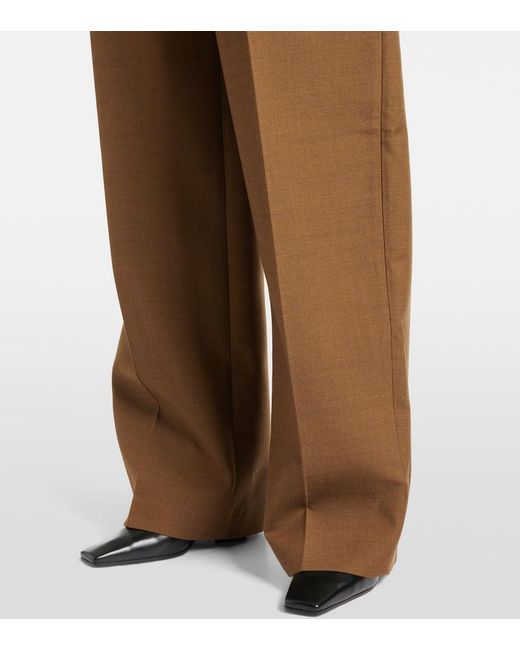 Tod's Brown High-Rise Wool Twill Wide-Leg Pants