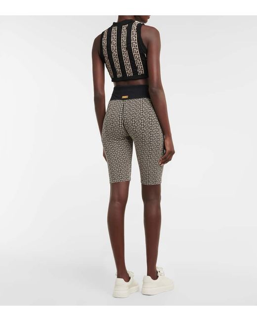 Crop Top En Mezcla De Lana Con Monograma Balmain de color Black