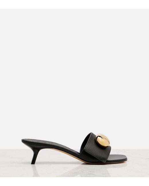 Loewe Black Pebble 45 Leather Mules