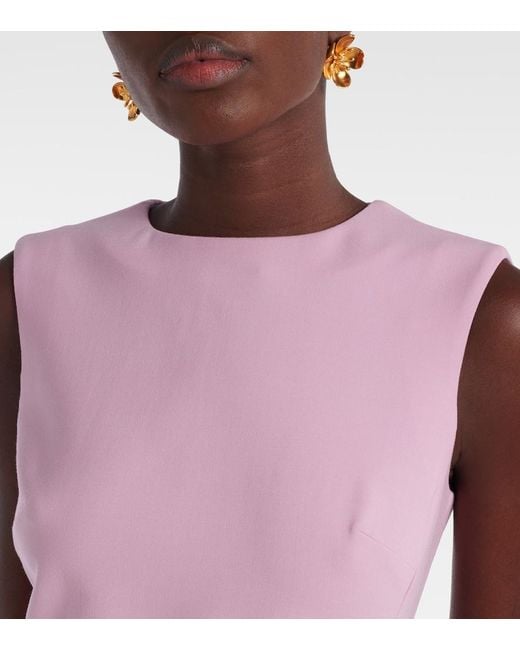 Oscar de la Renta Pink Wool-Blend And Lace Cocktail Dress