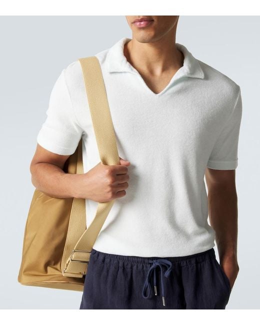 Thom Sweeney White Cotton Terry Polo Shirt for men