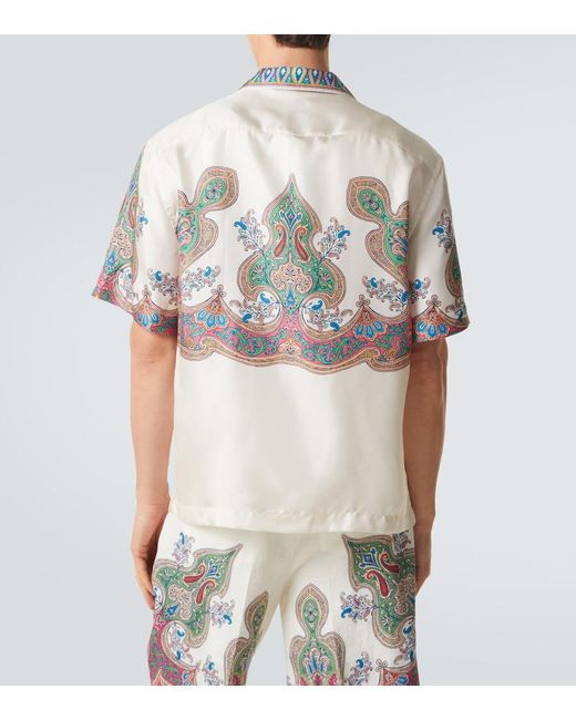 Etro Multicolor Paisley Silk Twill Bowling Shirt for men