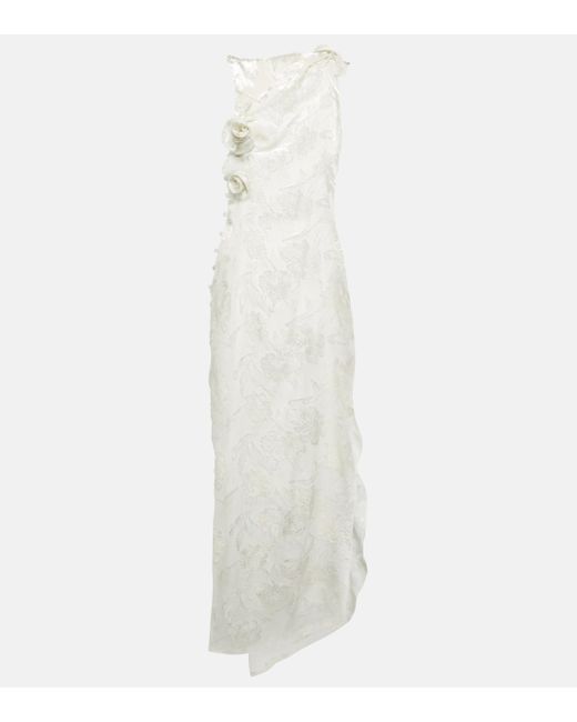 Coperni White Sheer Embroidered Floral Maxi Dress