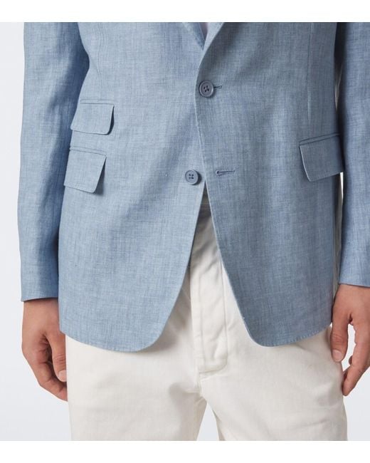 Ralph Lauren Blue Glen Linen-Blend Blazer for men