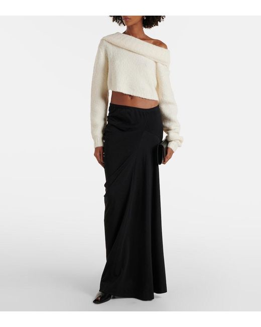 Christopher Esber White Off-Shoulder Boucle Sweater