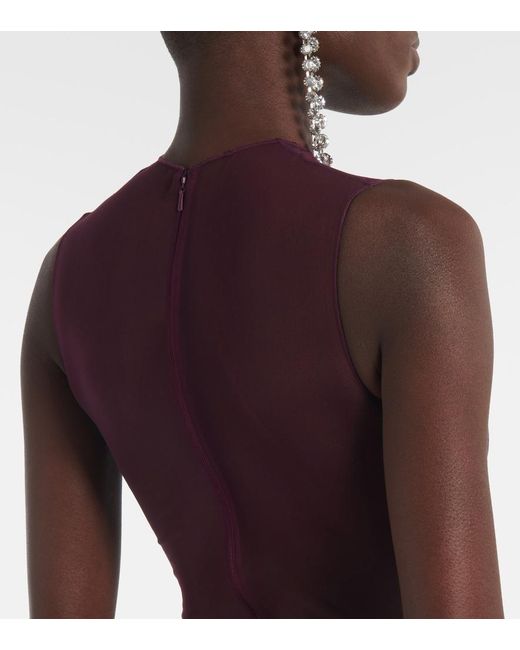 Alex Perry Purple Sheer Mesh Midi Dress