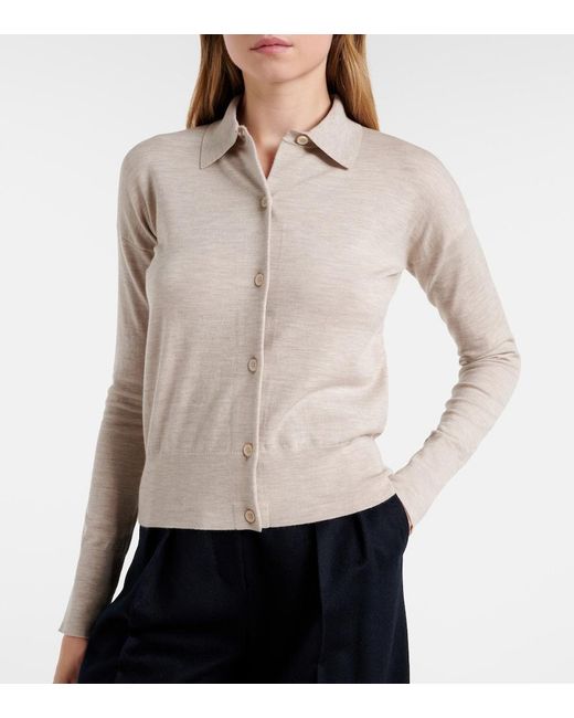 Max Mara Natural Medeola Wool-Blend Cardigan