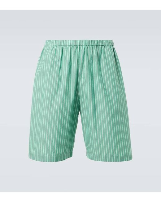 The Row Green Zindel Striped Cotton Shorts for men