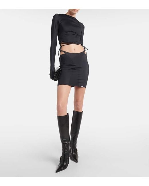 Minifalda de jersey con aberturas Vetements de color Black
