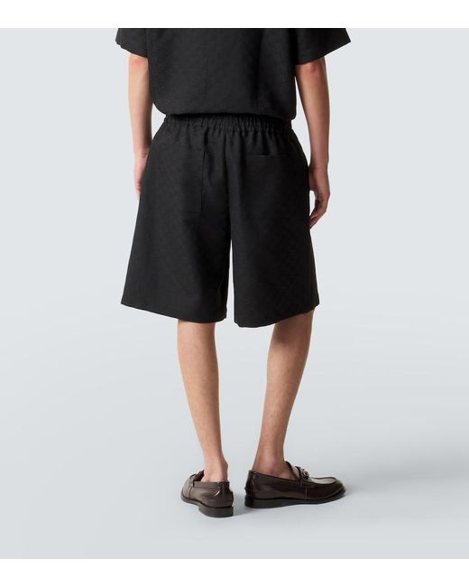 Gucci Black Gg Canvas Linen-Blend Shorts for men