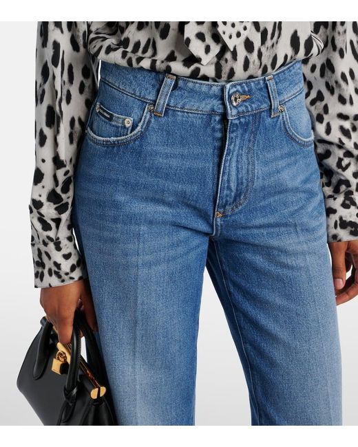Dolce & Gabbana Blue High-Rise Wide-Leg Jeans
