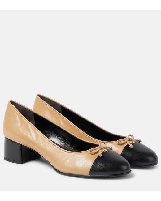 Tory Burch Brown Bow-detail Leather Pumps