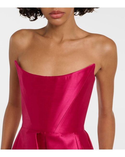 Alex Perry Red Strapless Midi Dress