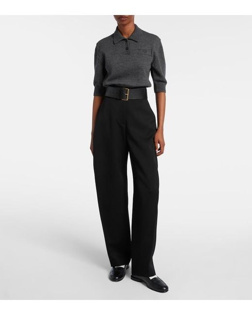 Givenchy Gray Cropped Wool And Alpaca Polo Sweater
