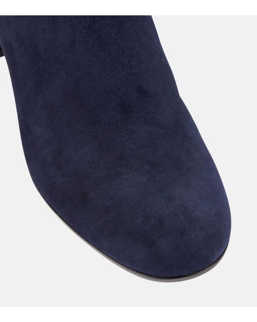 Gianvito Rossi Blue Ankle Boots Casdeni aus Veloursleder