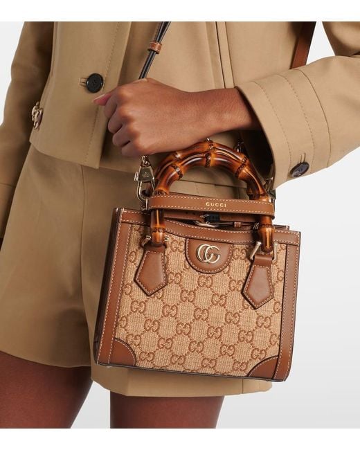 Gucci Brown Tote Diana Small Gg Aus Canvas