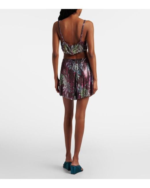 Rabanne Purple Printed Chainmail Shorts