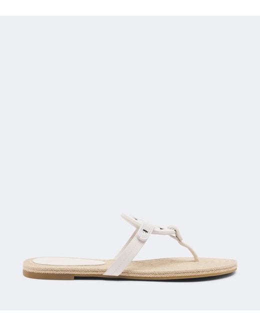 Tory Burch White Miller Beaded Thong Sandals