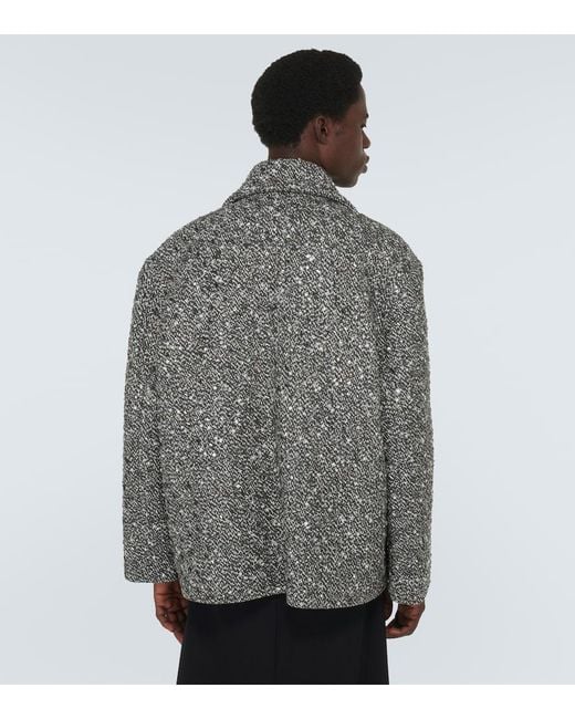 Valentino Gray Embellished Boucle Wool-Blend Jacket for men