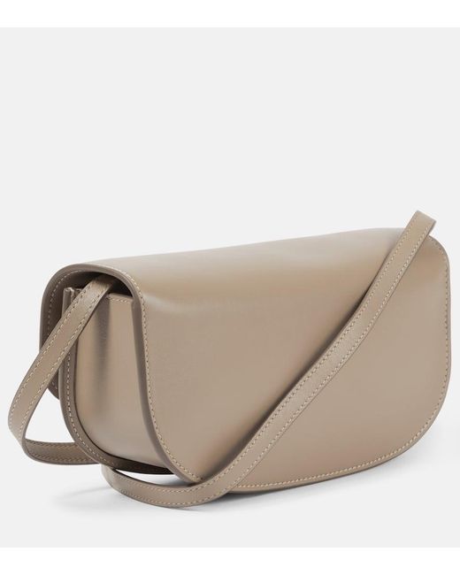 SAVETTE Brown Tondo Crescent Leather Shoulder Bag