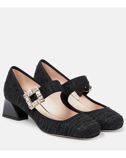 Roger Vivier Black Tres Vivier Embellished Mary Jane Pumps