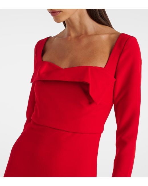 Roland Mouret Red Draped Crepe Midi Dress