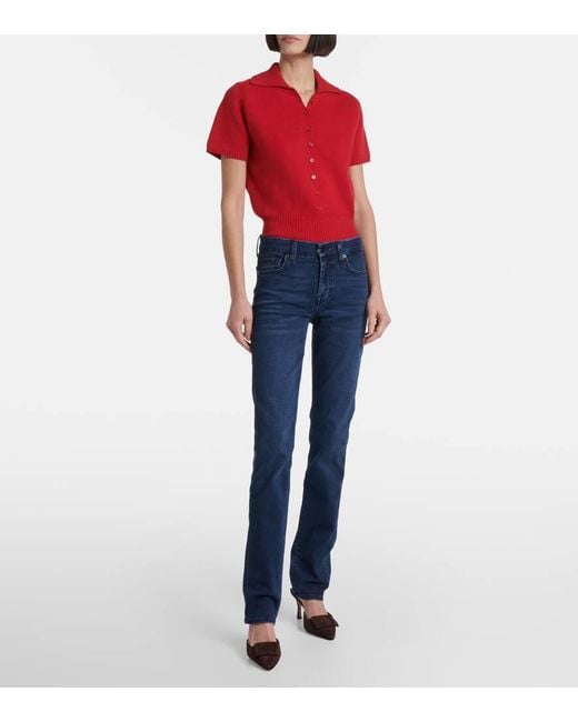 7 For All Mankind Blue Kimmie Mid-Rise Straight Jeans