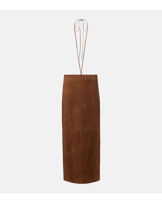 The Row Women's White Erina Suede Pencil Skirt