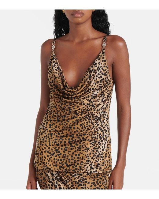 Versace Brown Medusa '95 Leopard-Print Draped Top