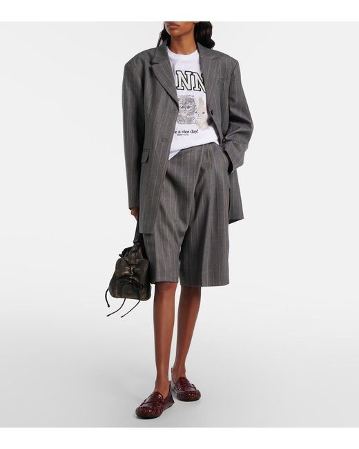 Blazer Con Raya Diplomatica Ganni de color Gray