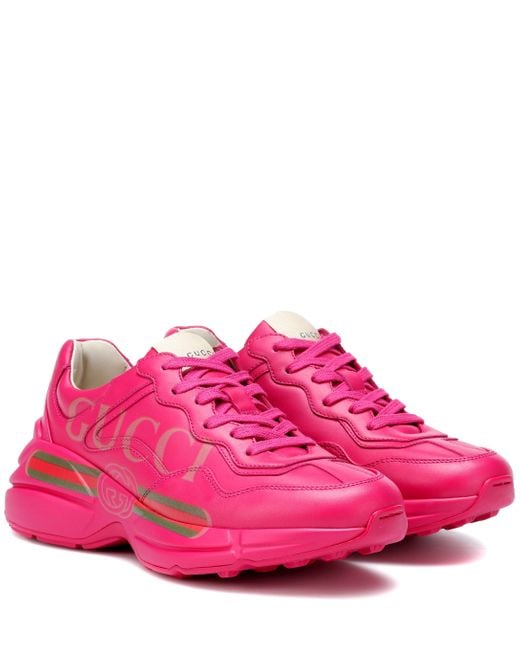 Sneakers Rhyton in pelle di Gucci in Pink