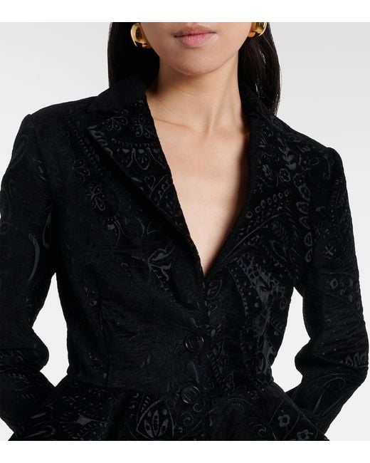Etro Black Paisley Peplum Blazer