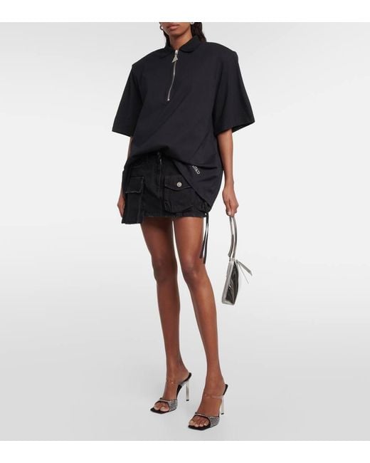 The Attico Black Adele Embellished Suede And Pvc Sandals