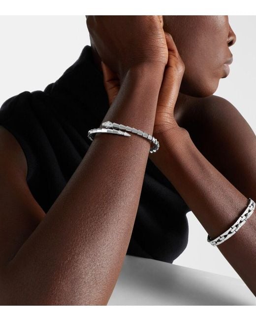 BVLGARI Metallic Serpenti Viper 18Kt Bracelet With Diamonds