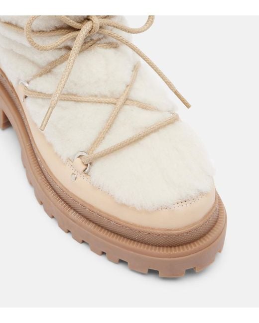 Yves Salomon Natural Shearling And Leather Ankle Boots