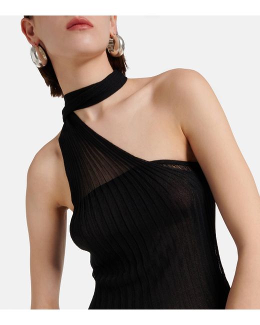 AYA MUSE Black Larsen Asymmetric Midi Dress