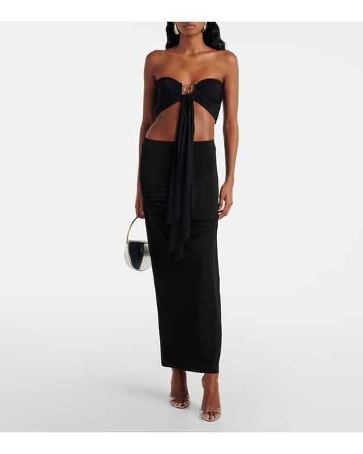 Christopher Esber Black Bezel Quartz Draped Crop Top