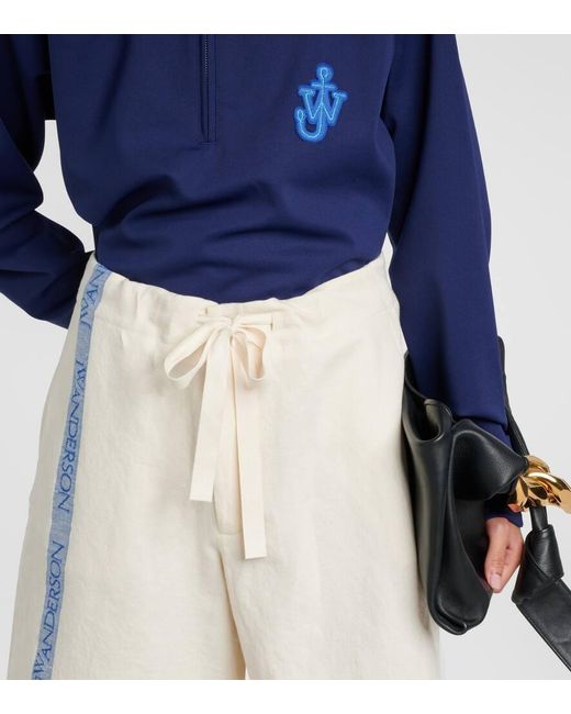 J.W. Anderson Natural High-Rise Shorts Aus Baumwolle Und Leinen