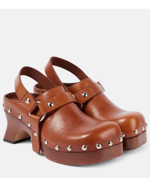 Loewe Brown Tacha Leather Clogs
