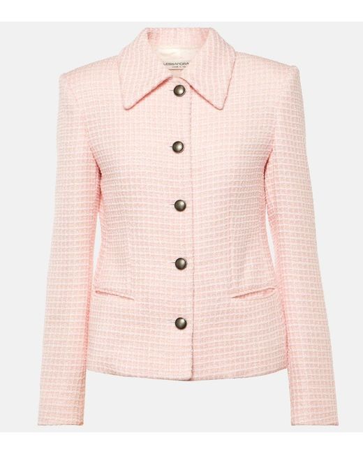 Alessandra Rich Pink Jacke aus Tweed mit Pailletten