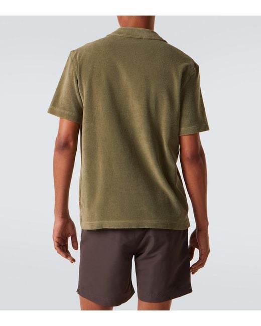 Orlebar Brown Green Terry Resort Cotton Terry Polo Shirt for men