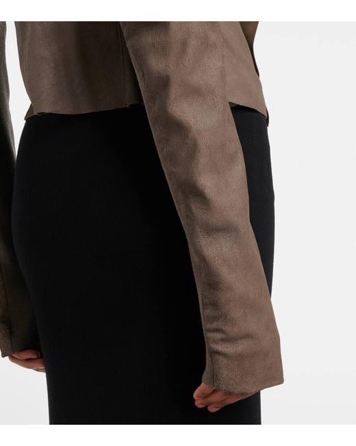 Rick Owens Gray Leather Biker Jacket