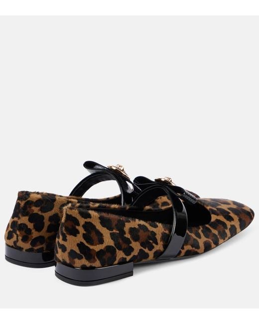 Versace Black Gianni Ribbon Calf Hair Mary Jane Flats