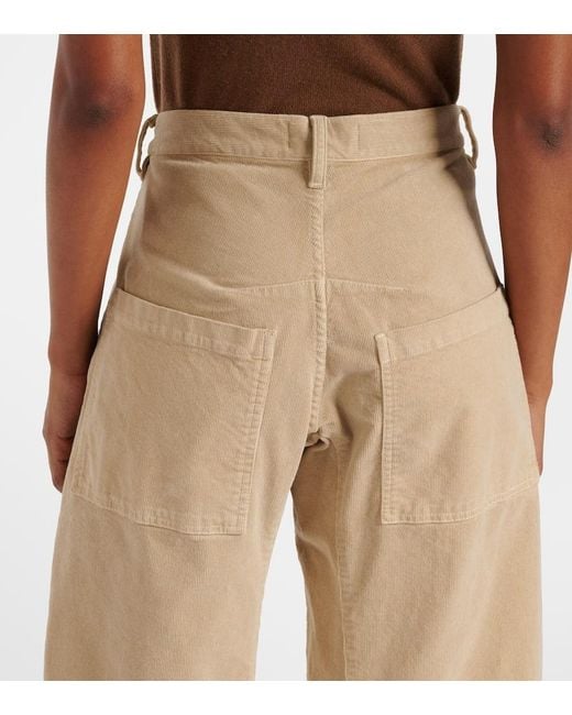 Nili Lotan Natural Shon Mid-Rise Corduroy Tapered Pants