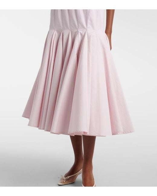 Jacquemus Pink Agave Pleated Cotton Poplin Midi Dress