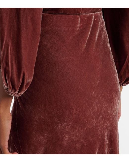 Velvet Red Midirock Felicity Aus Samt