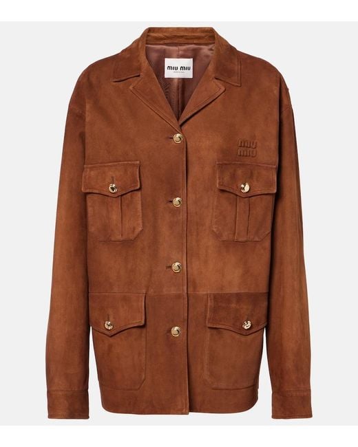 Miu Miu Brown Jacke Aus Veloursleder
