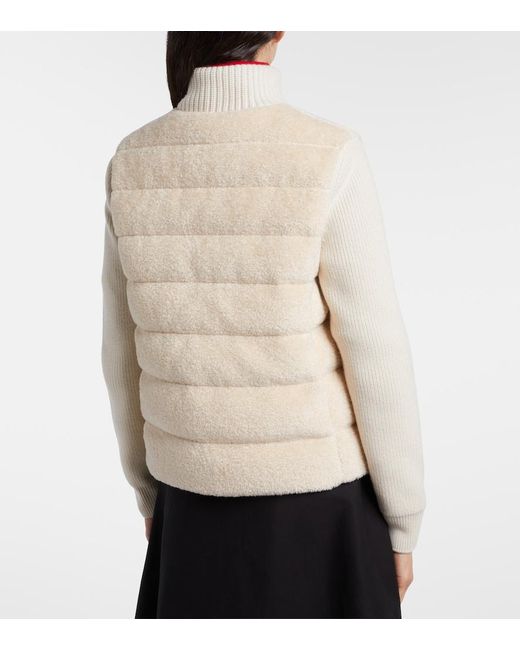 Moncler Natural Down-Paneled Teddy Cardigan